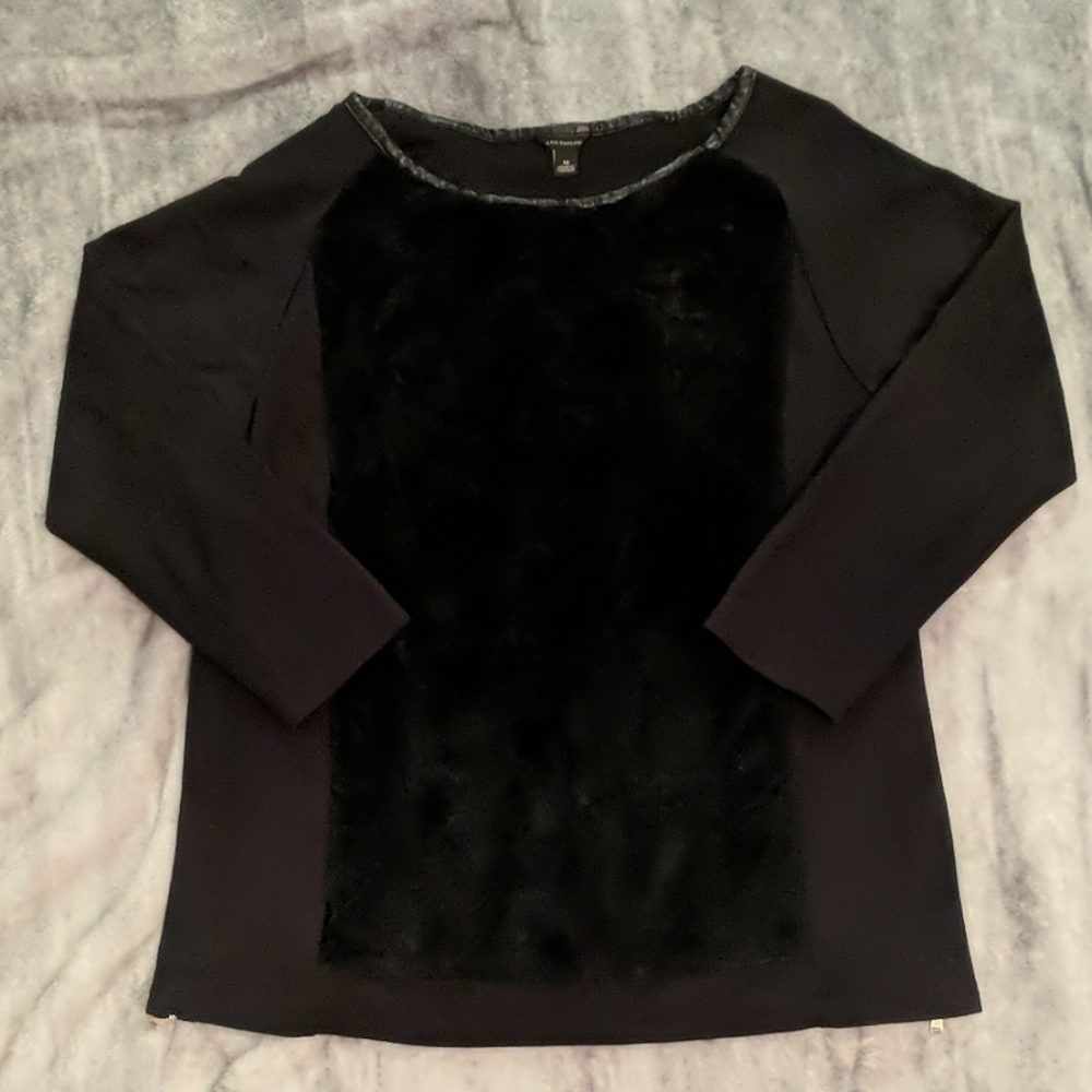 Ann Taylor fuzzy front tunic top